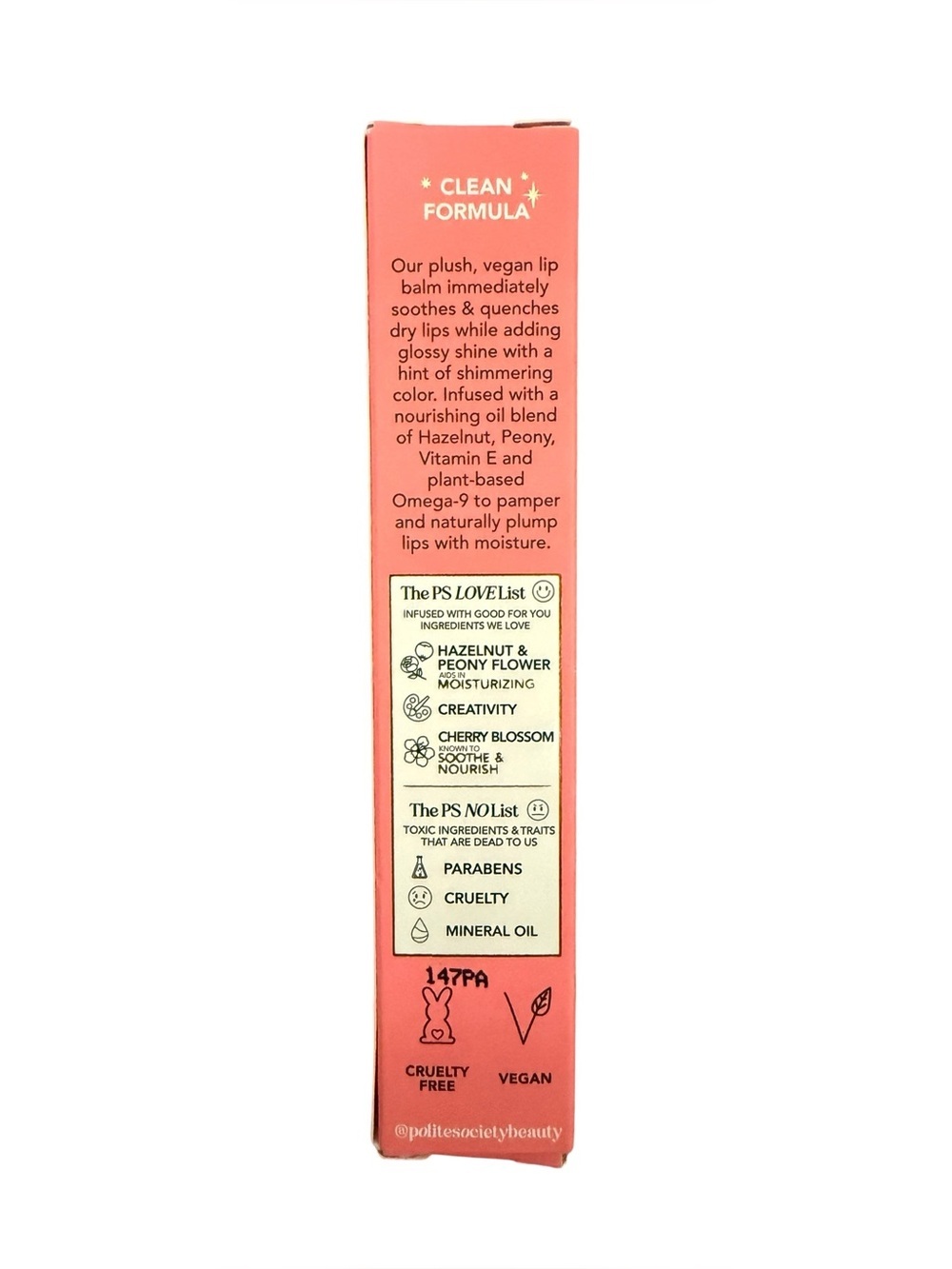 New Polite Society Polite Pout Glossy Lip Balm Peach Bellini Vegan Cruelty Free - Picture 4 of 7